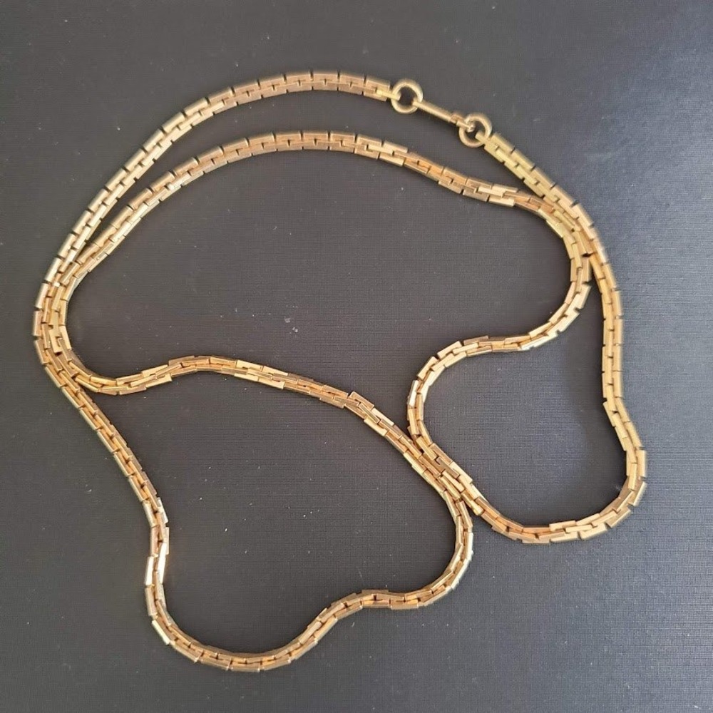 Sarah Coventry VTG Gold Tone Brick Link Chain‎ Necklace 24 Inch Patent 3427691